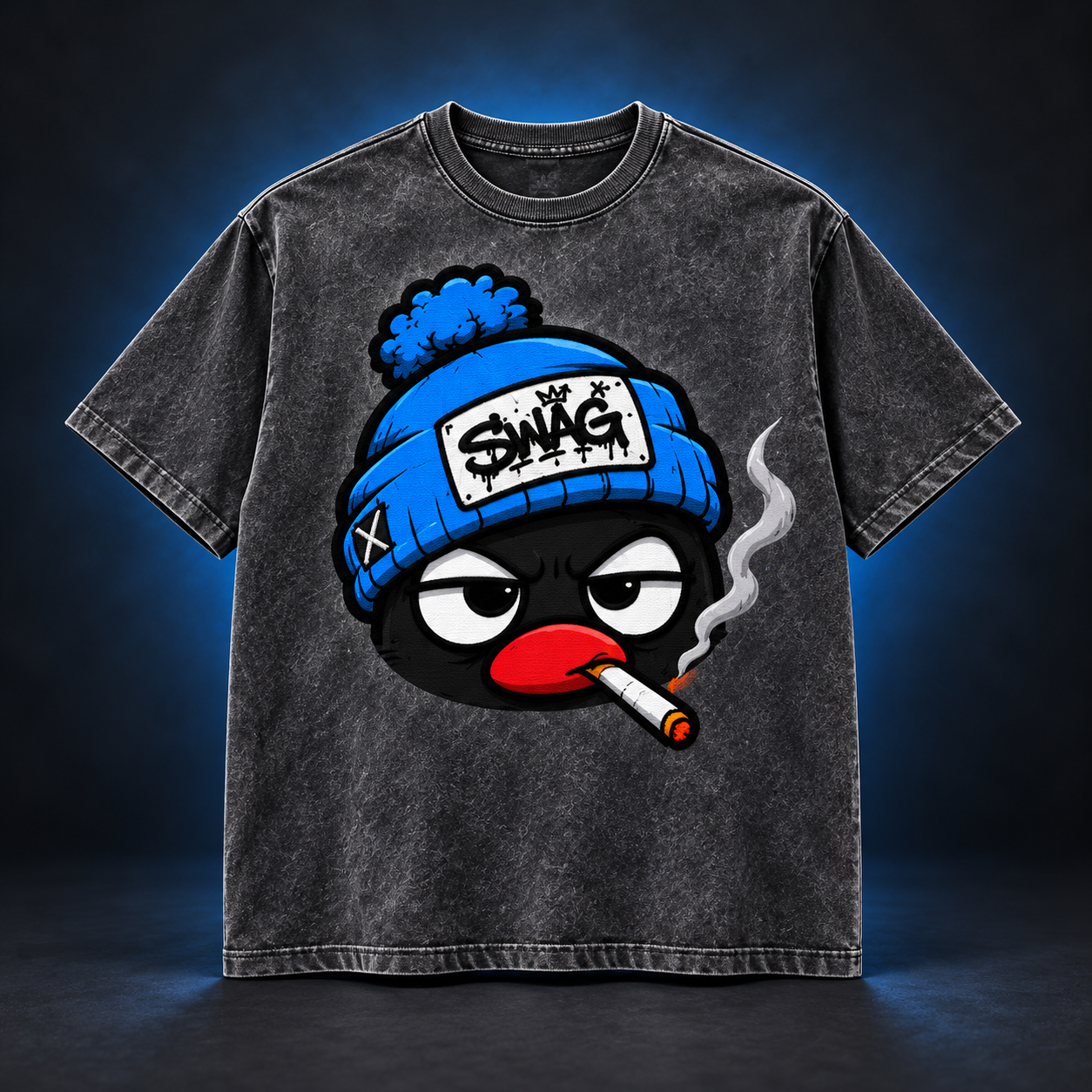 Acid wash penguin tee